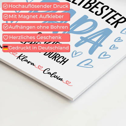 Fotoboard Magnet Poster Fotocollage für Papa Weltbester Papa Offiziell Geprüft Durch Geschenk