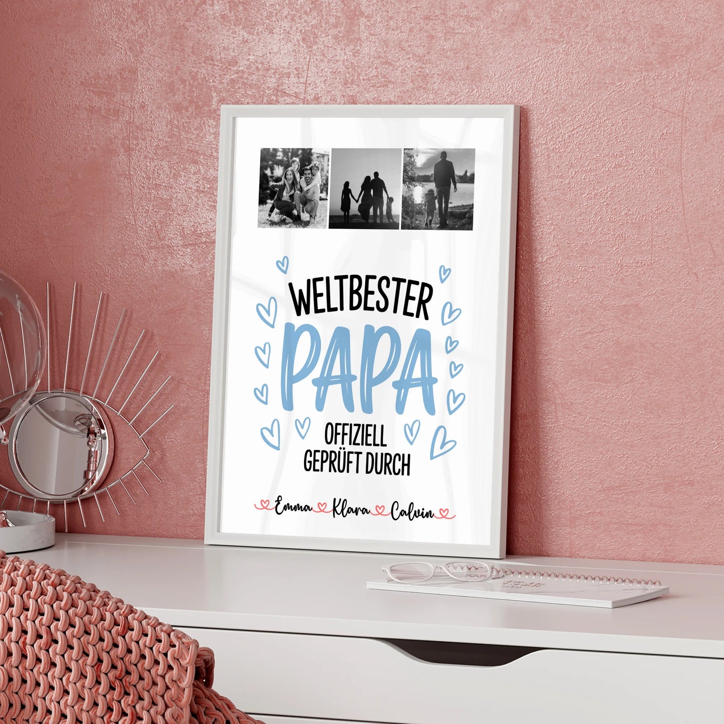 Personalisiertes Poster Bester Papa Fotocollage für Papa Weltbester Papa Offiziell Geprüft Durch