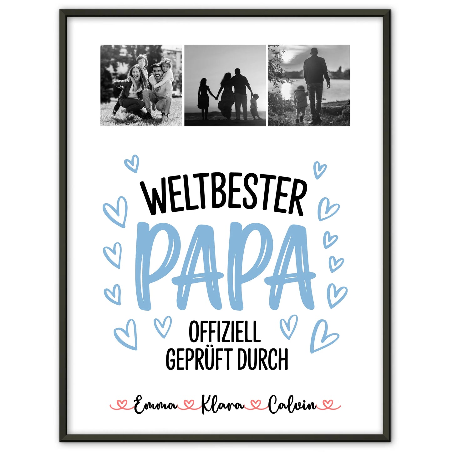 Personalisiertes Poster Bester Papa Fotocollage für Papa Weltbester Papa Offiziell Geprüft Durch