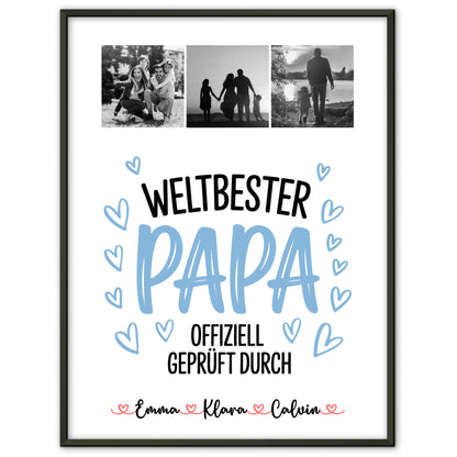 Personalisiertes Poster Bester Papa Fotocollage für Papa Weltbester Papa Offiziell Geprüft Durch