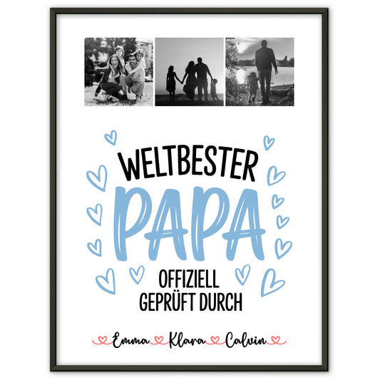 Personalisiertes Poster Bester Papa Fotocollage für Papa Weltbester Papa Offiziell Geprüft Durch