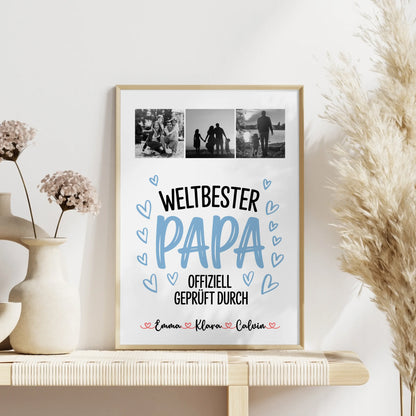 Personalisiertes Poster Bester Papa Fotocollage für Papa Weltbester Papa Offiziell Geprüft Durch