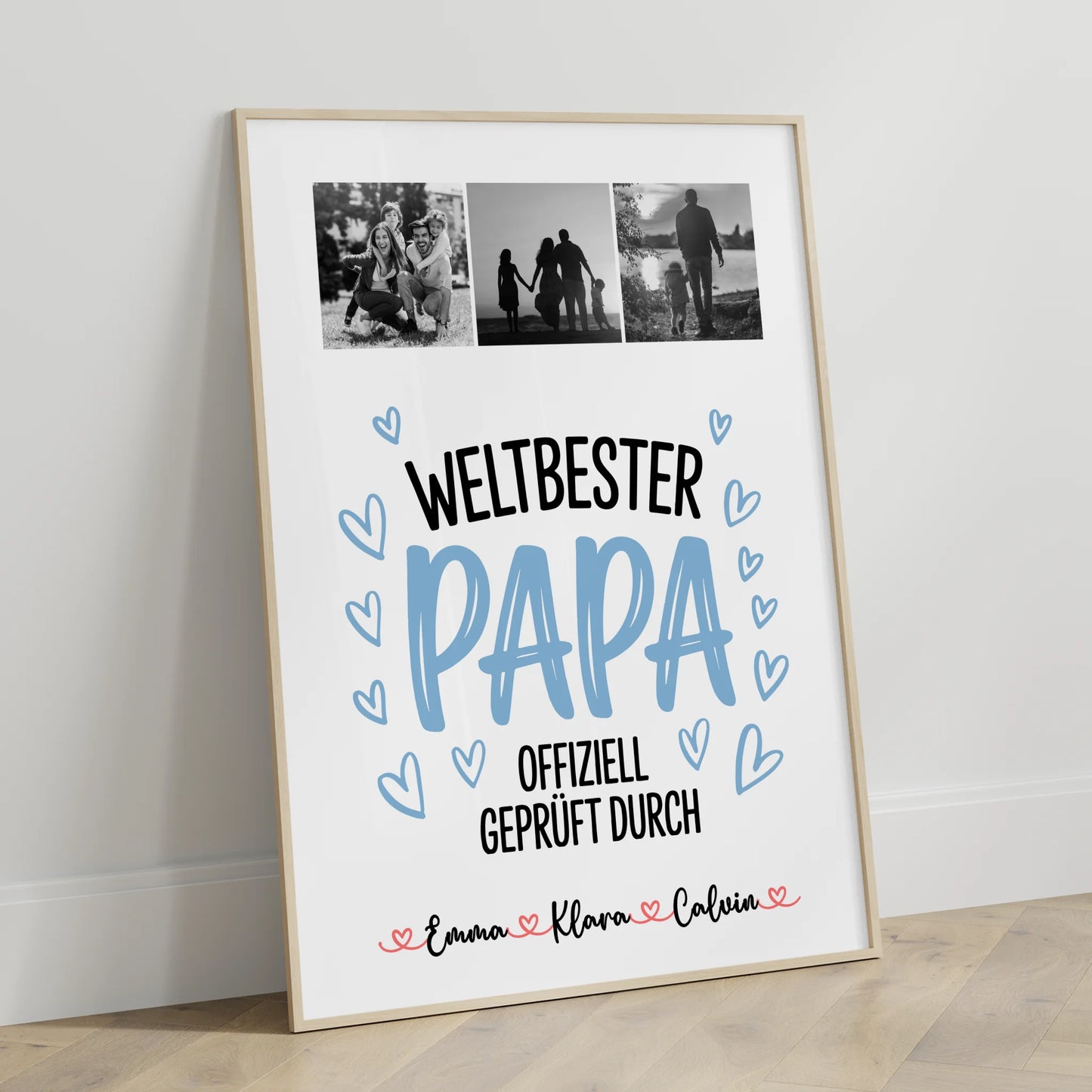 Personalisiertes Poster Bester Papa Fotocollage für Papa Weltbester Papa Offiziell Geprüft Durch
