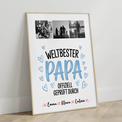 Personalisiertes Poster Bester Papa Fotocollage für Papa Weltbester Papa Offiziell Geprüft Durch