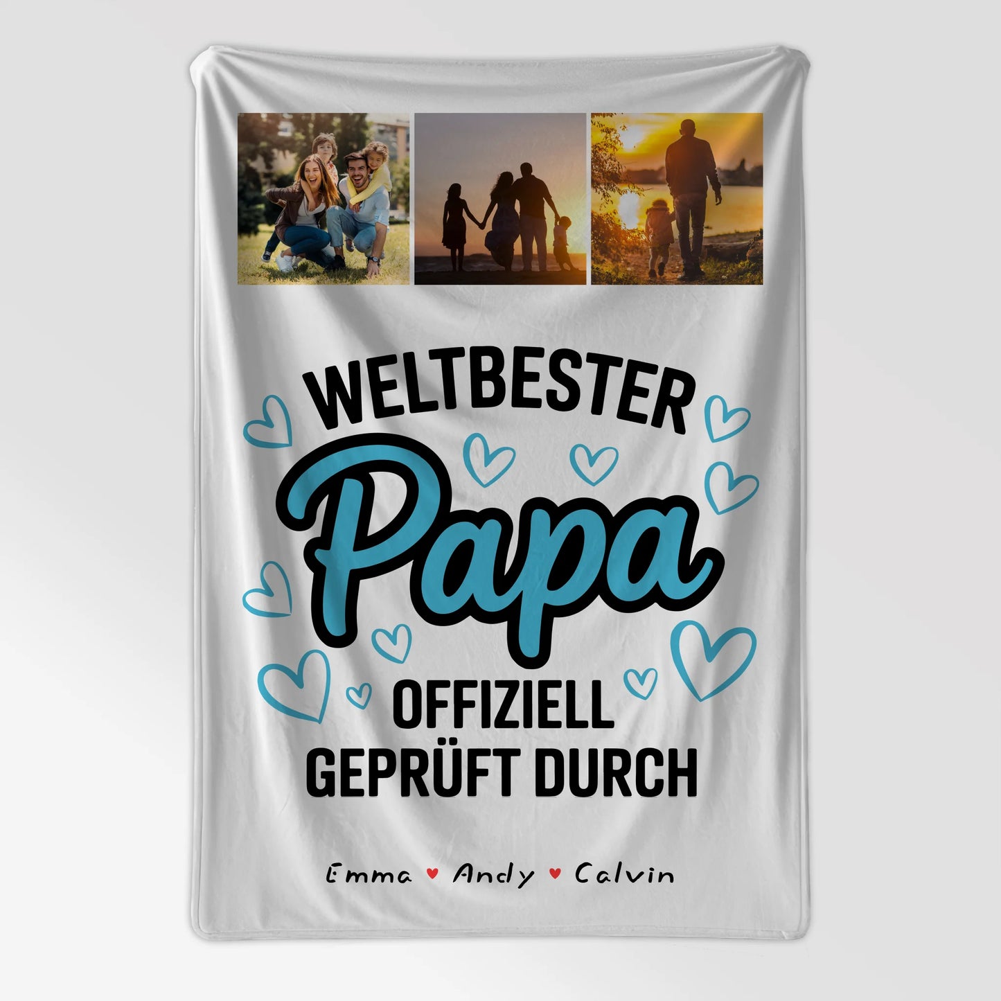 Personalisierte Decke Mann Papa Fotocollage Weltbester Papa Offiziell Geprüft Durch 7