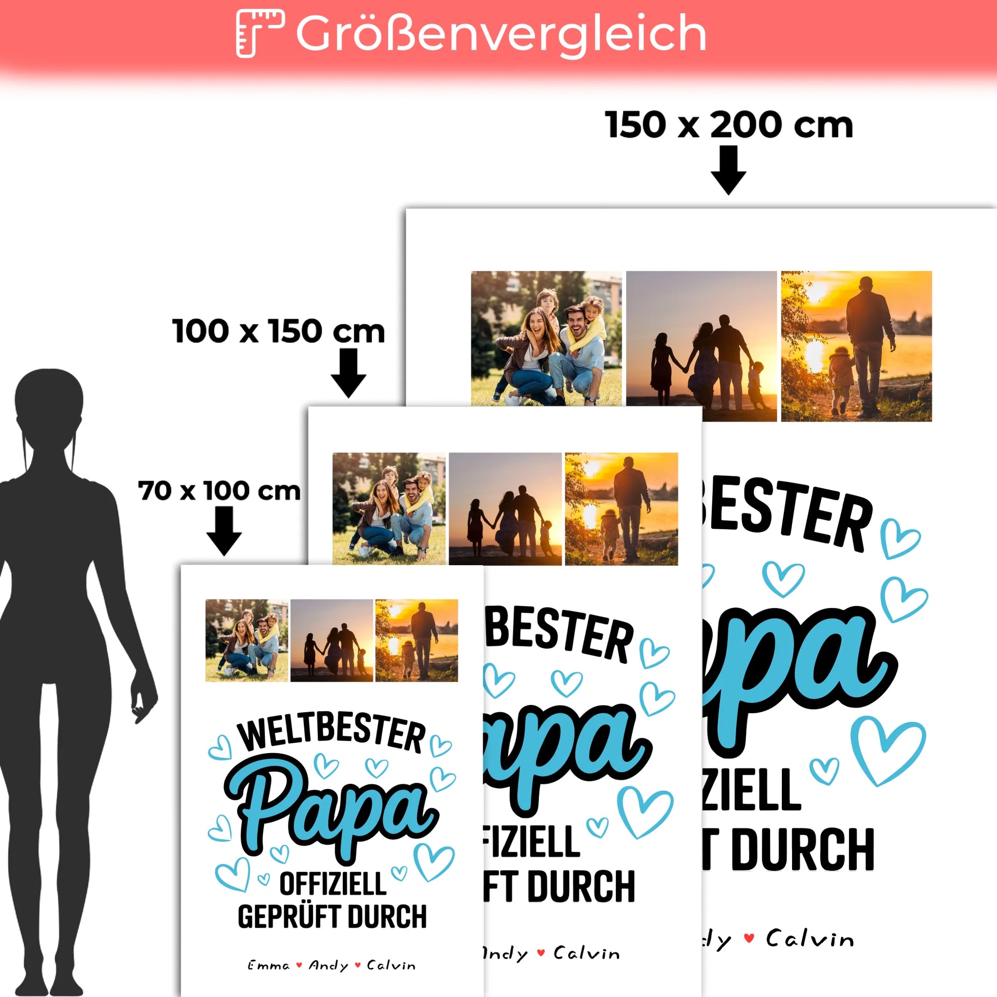 Personalisierte Decke Mann Papa Fotocollage Weltbester Papa Offiziell Geprüft Durch 5