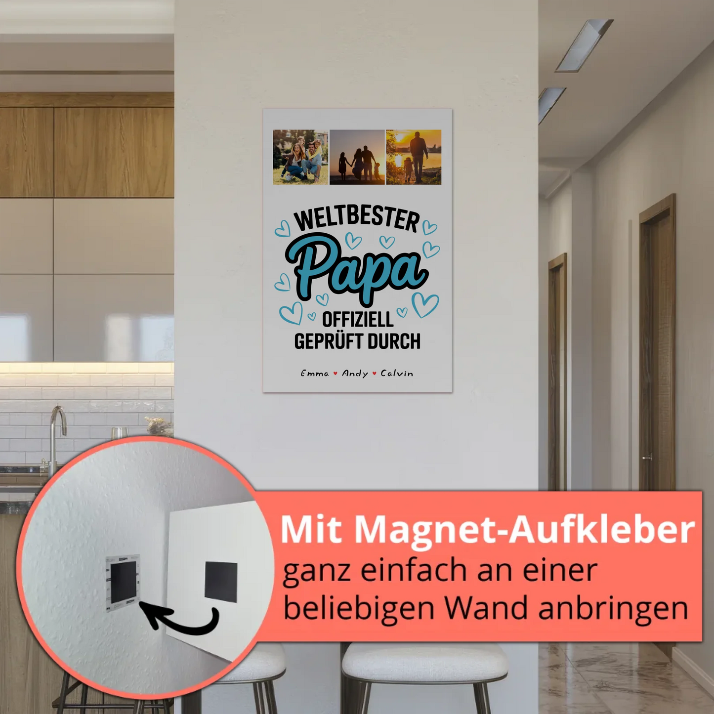 Magnetposter Fotoboard Papa Fotocollage Weltbester Papa