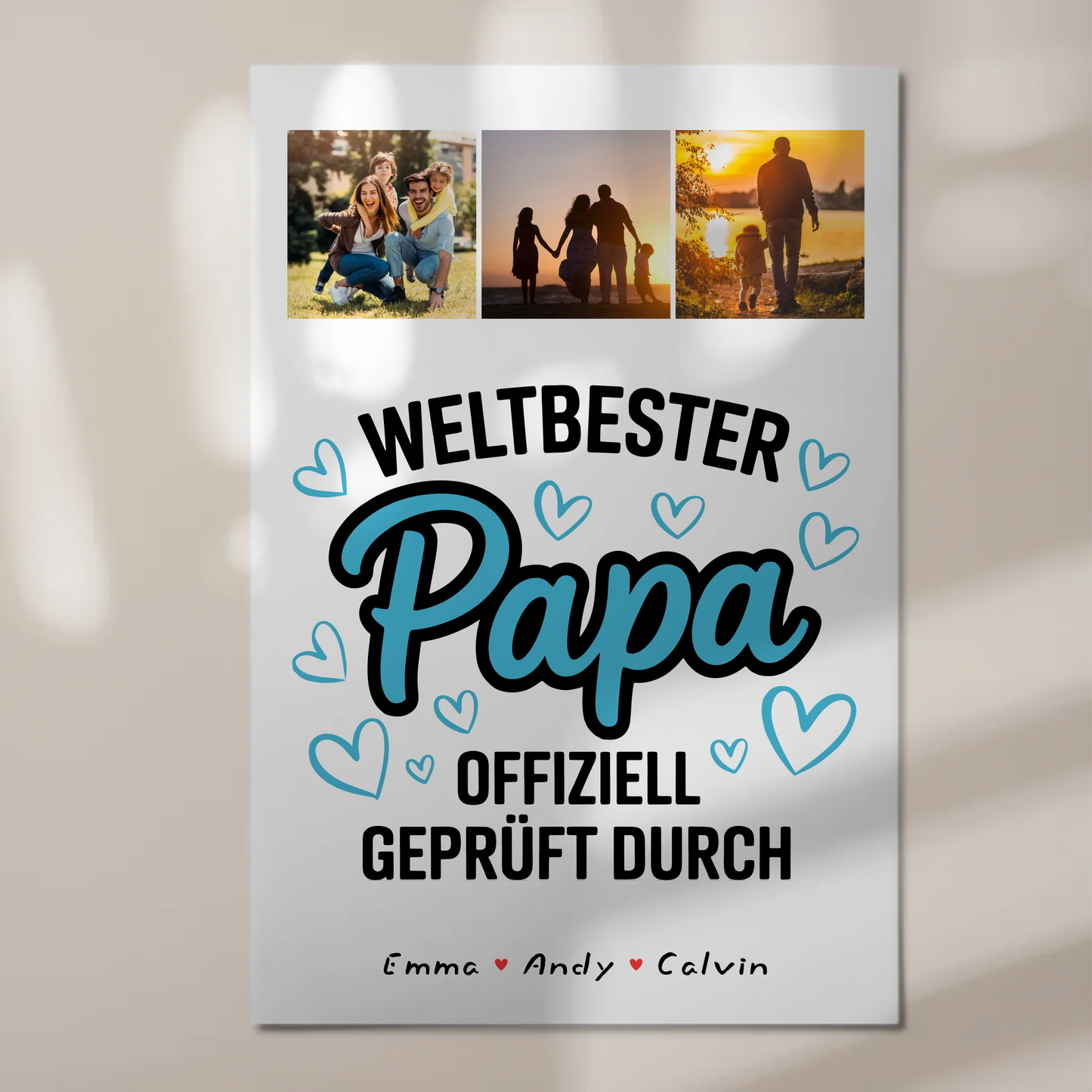 Magnetposter Fotoboard Papa Fotocollage Weltbester Papa