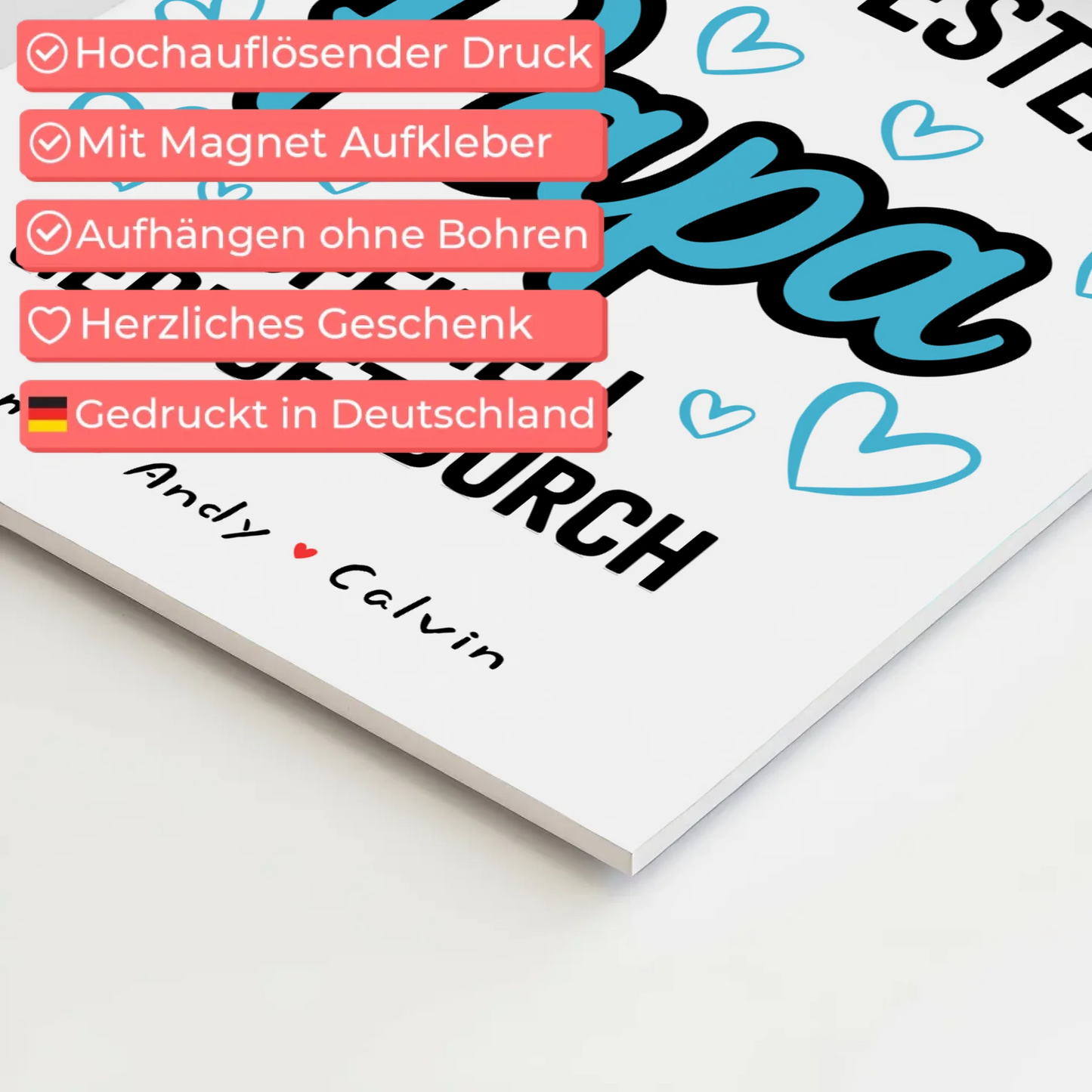 Magnetposter Fotoboard Papa Fotocollage Weltbester Papa