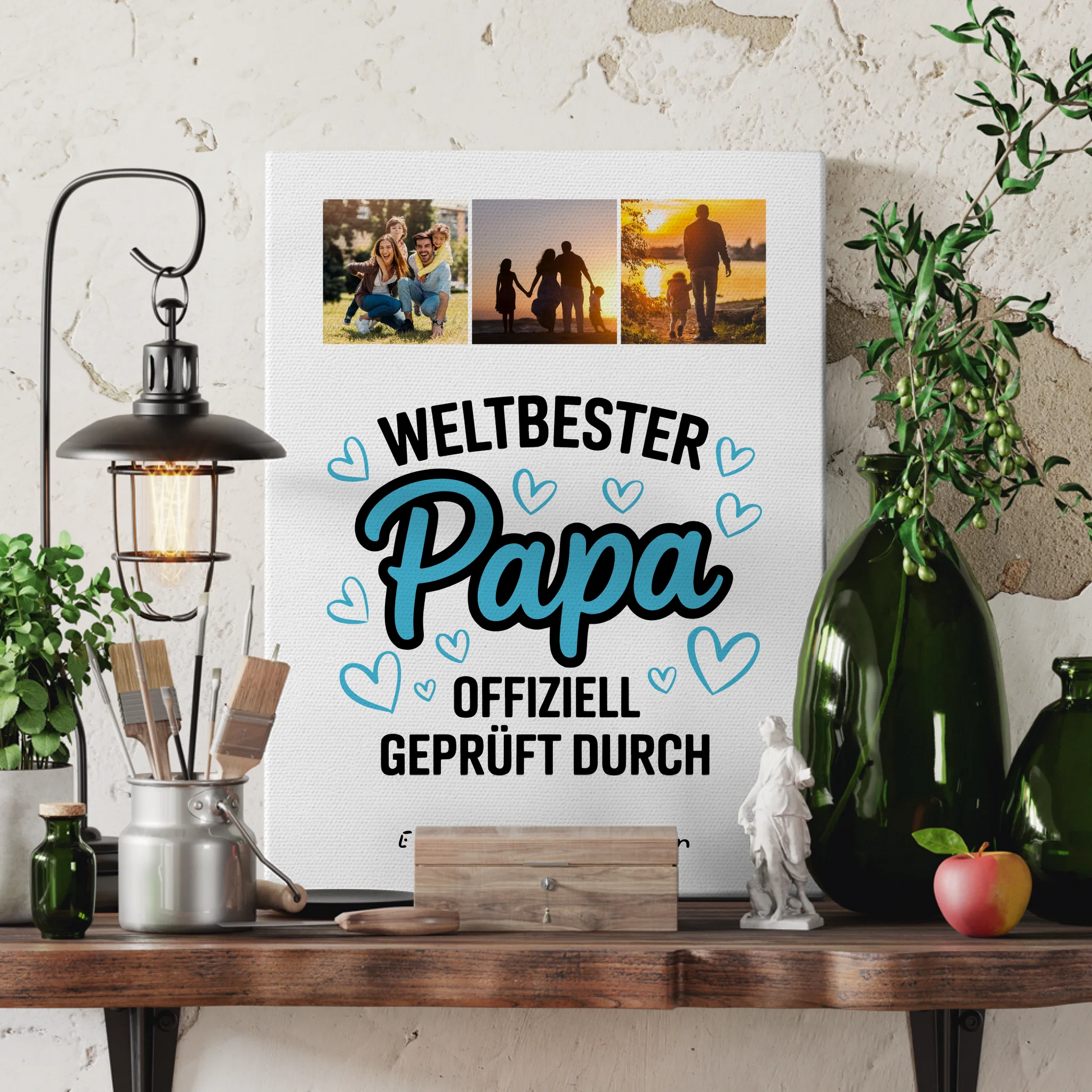 Leinwand Collagen Erstellen für Papa Weltbester Papa Offiziell Geprüft Durch 3