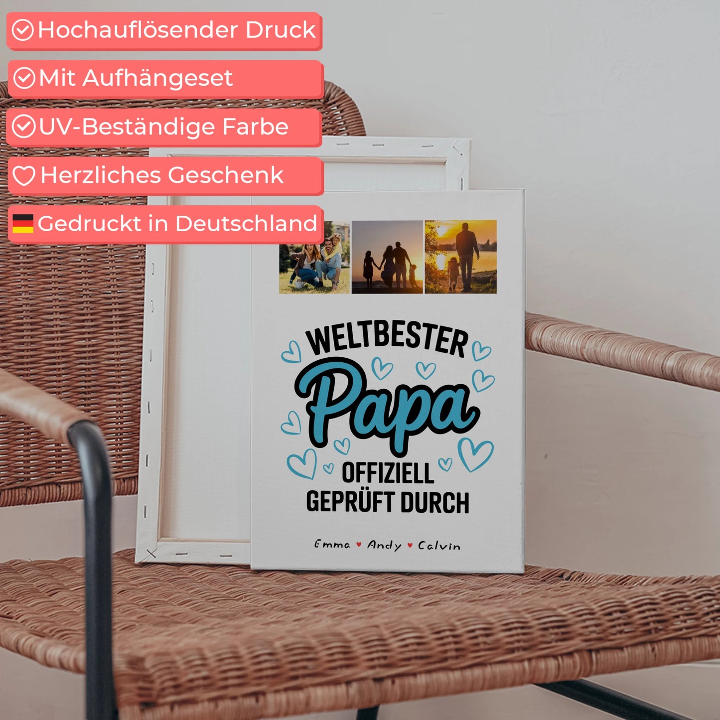Leinwand Collagen Erstellen für Papa Weltbester Papa Offiziell Geprüft Durch 5