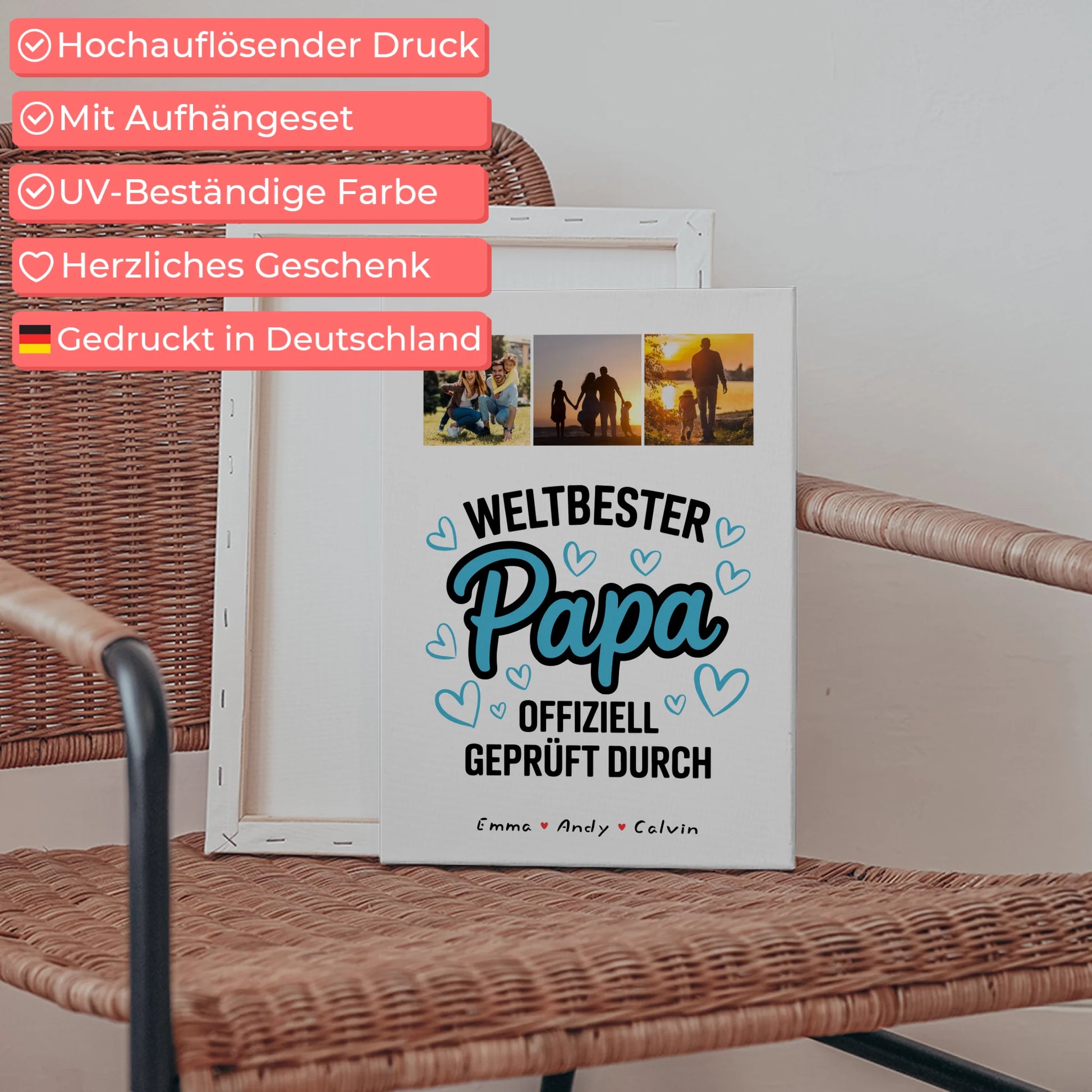 Leinwand Collagen Erstellen für Papa Weltbester Papa Offiziell Geprüft Durch 5