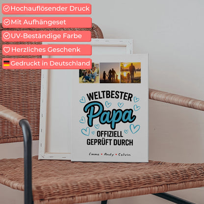 Leinwand Collagen Erstellen für Papa Weltbester Papa Offiziell Geprüft Durch 5