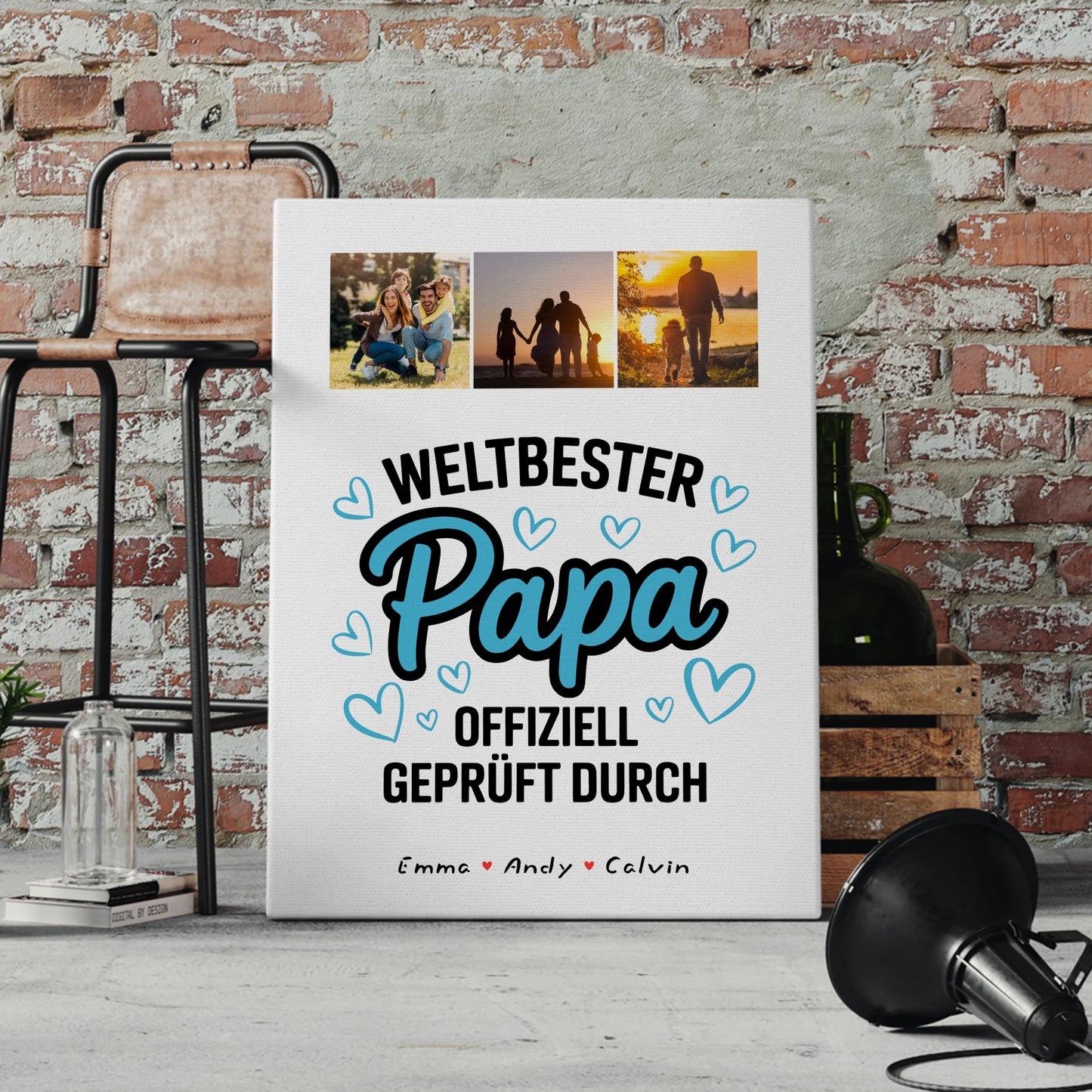 Leinwand Collagen Erstellen für Papa Weltbester Papa Offiziell Geprüft Durch 4