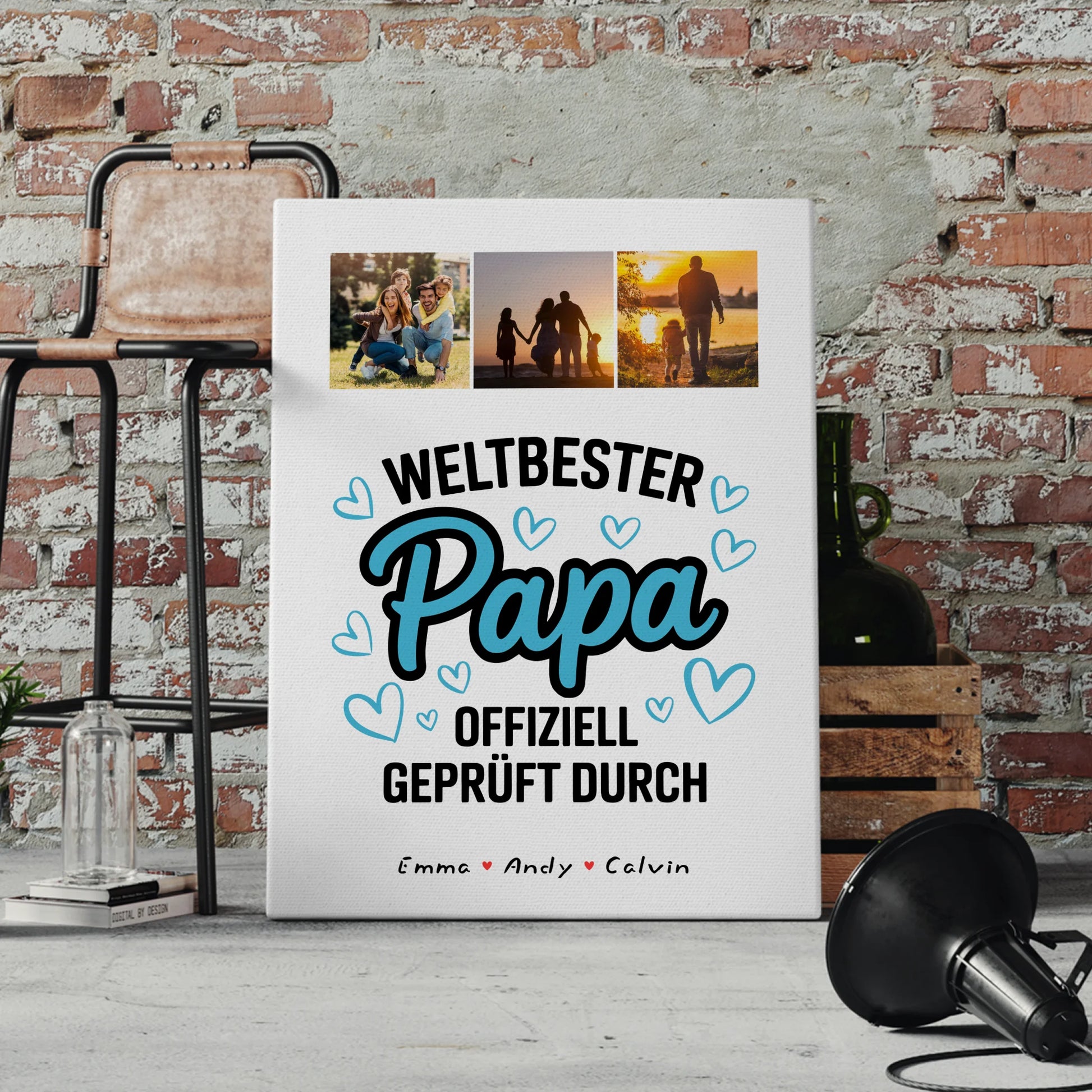 Leinwand Collagen Erstellen für Papa Weltbester Papa Offiziell Geprüft Durch 4