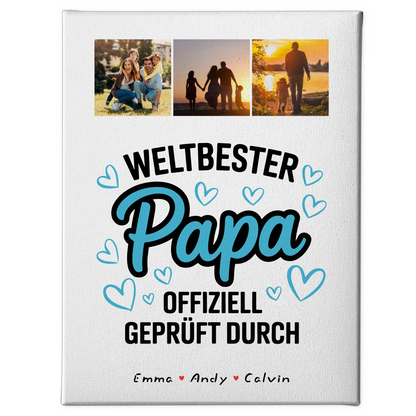 Leinwand Collagen Erstellen für Papa Weltbester Papa Offiziell Geprüft Durch 1
