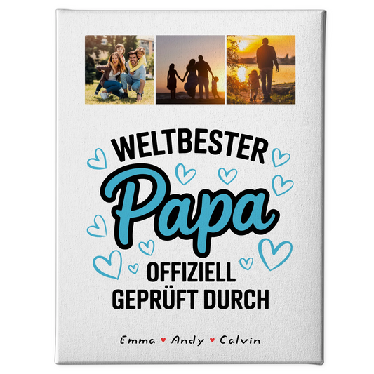 Leinwand Collagen Erstellen für Papa Weltbester Papa Offiziell Geprüft Durch 1