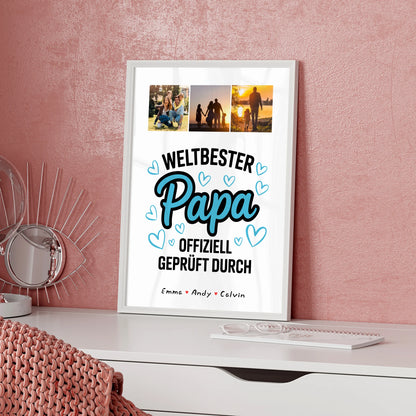 Poster Papa Fotocollage Weltbester Papa Offiziell Geprüft Durch Personalisiertes Geschenk