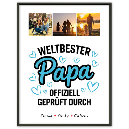 Poster Papa Fotocollage Weltbester Papa Offiziell Geprüft Durch Personalisiertes Geschenk