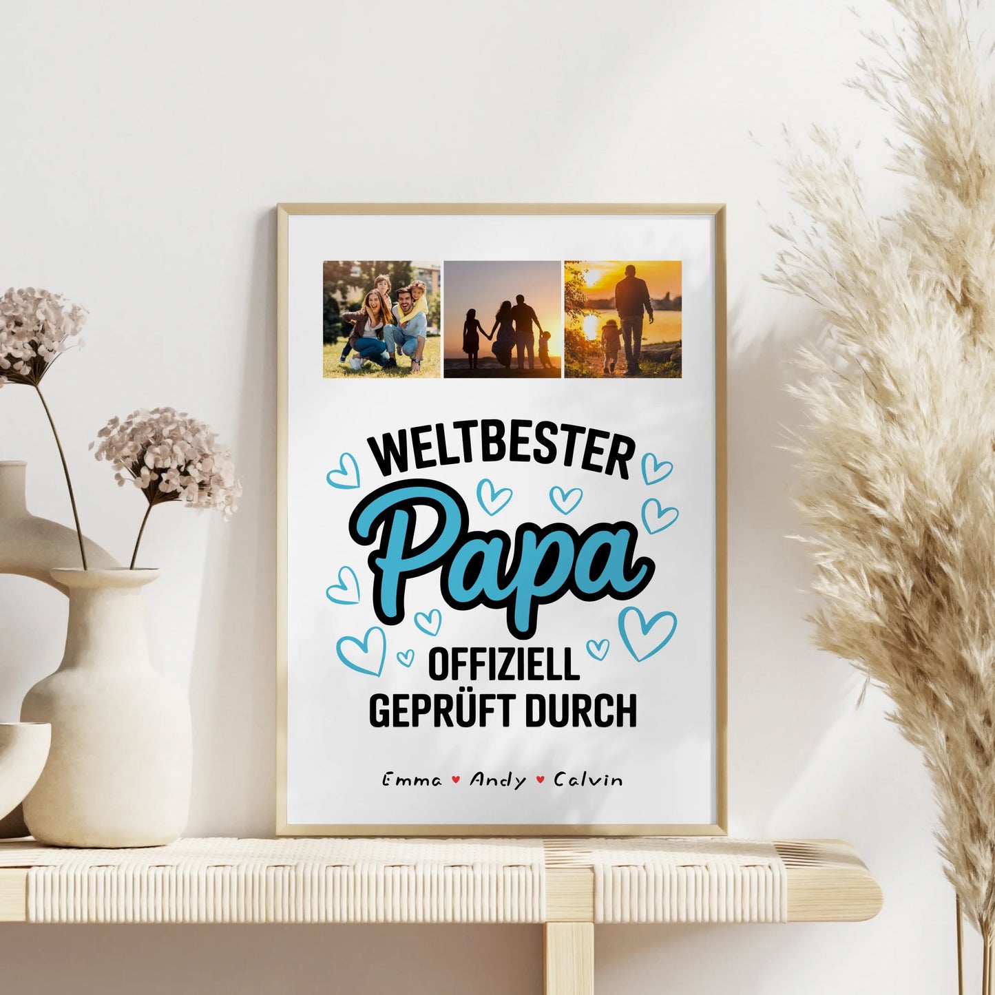 Poster Papa Fotocollage Weltbester Papa Offiziell Geprüft Durch Personalisiertes Geschenk