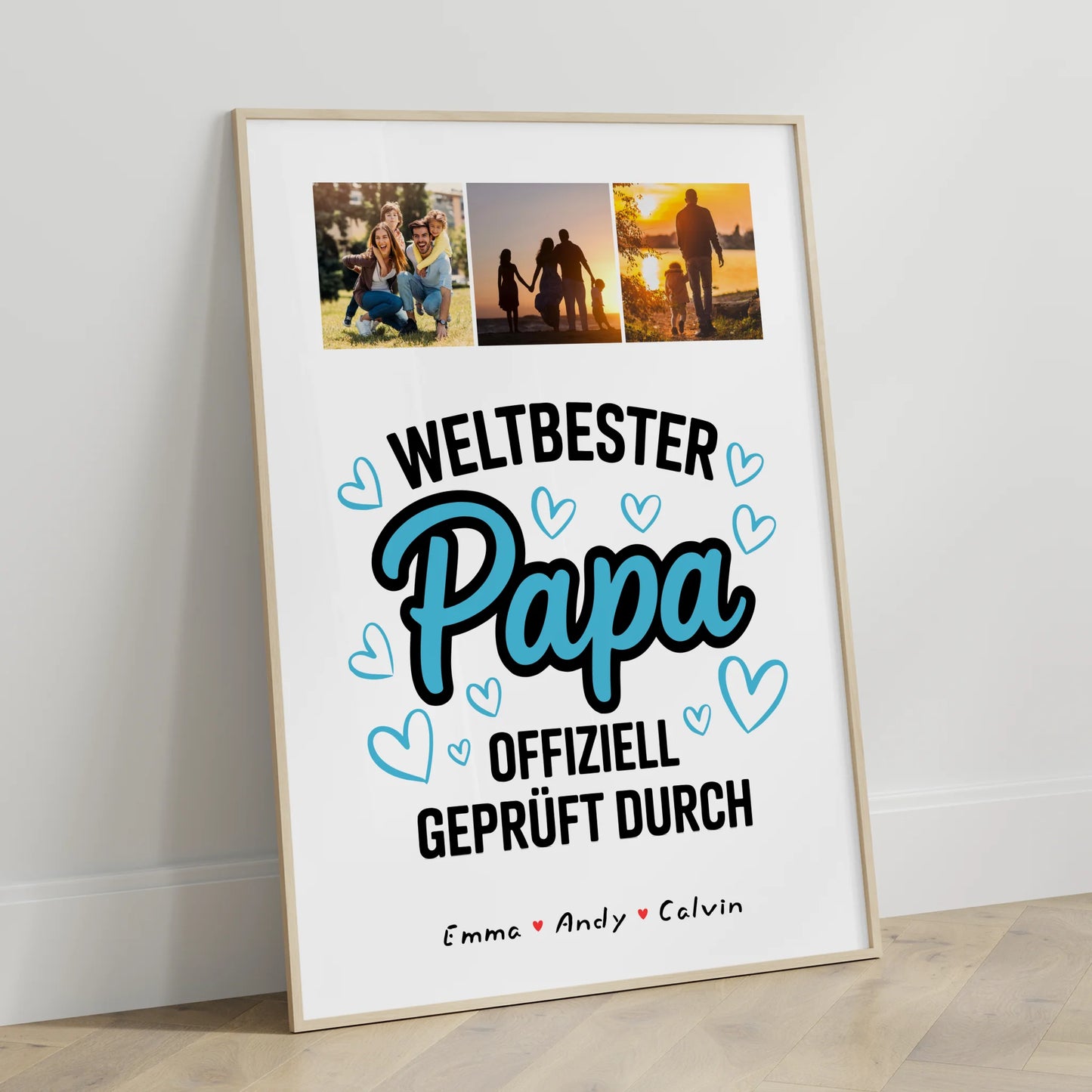Poster Papa Fotocollage Weltbester Papa Offiziell Geprüft Durch Personalisiertes Geschenk
