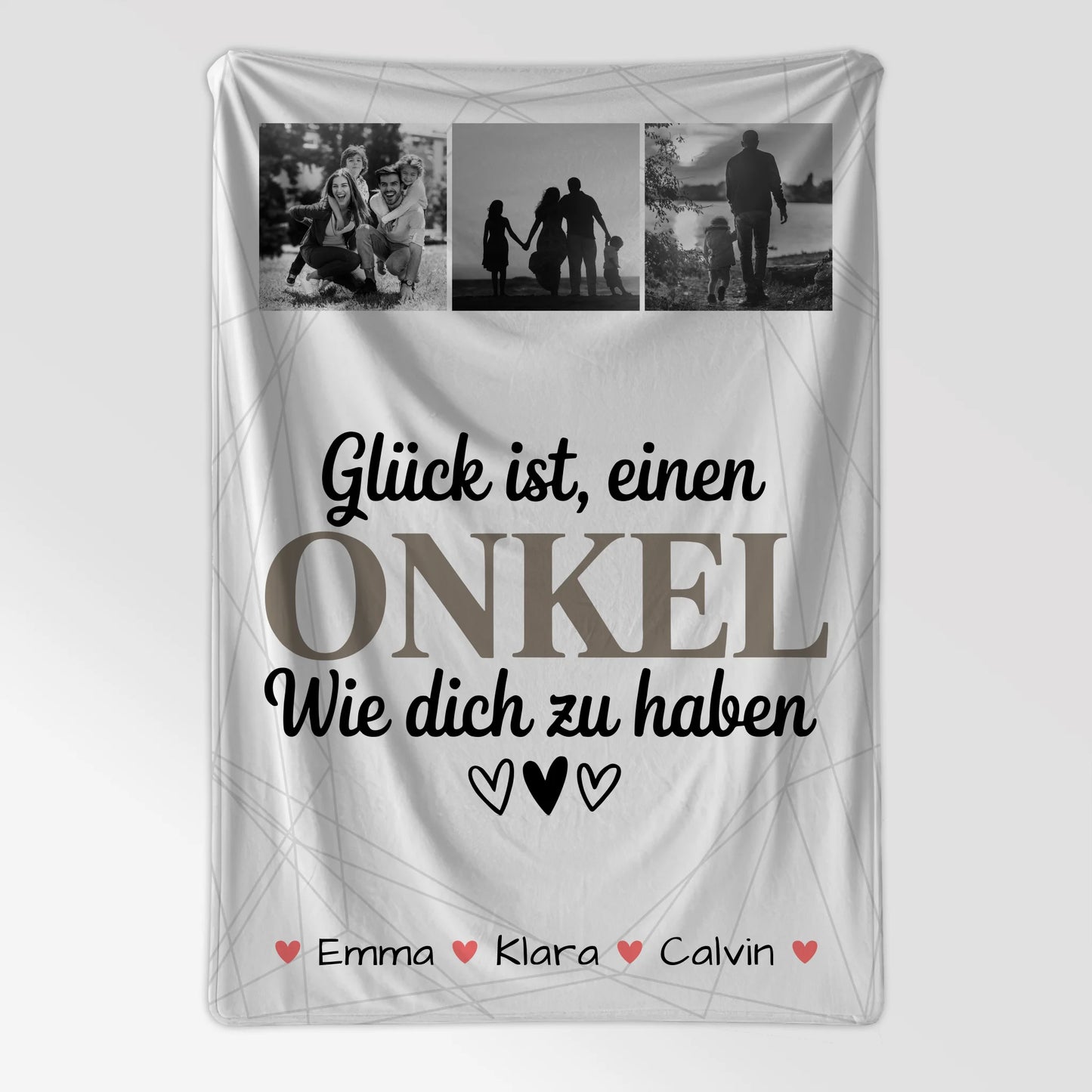 Personalisierte Kuscheldecke mit Namen und Fotocollage - Geschenk für Onkel - Glück, einen Onkel wie dich zu haben 7