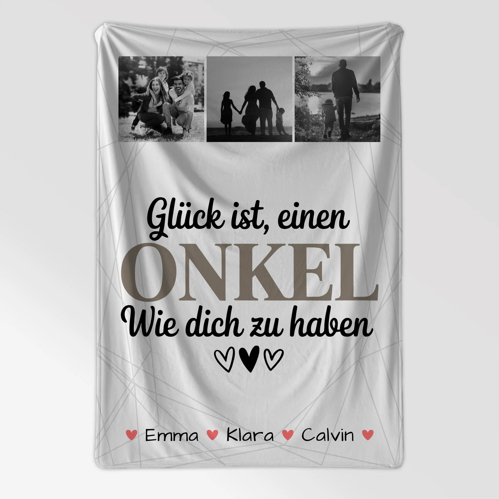 Personalisierte Kuscheldecke mit Namen und Fotocollage - Geschenk für Onkel - Glück, einen Onkel wie dich zu haben 7