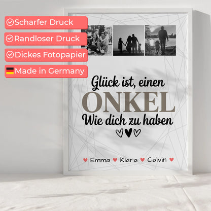 Poster Personalisiert Text Geschenk Fotocollage Onkel Glück Ist Einen Onkel Wie Dich Haben