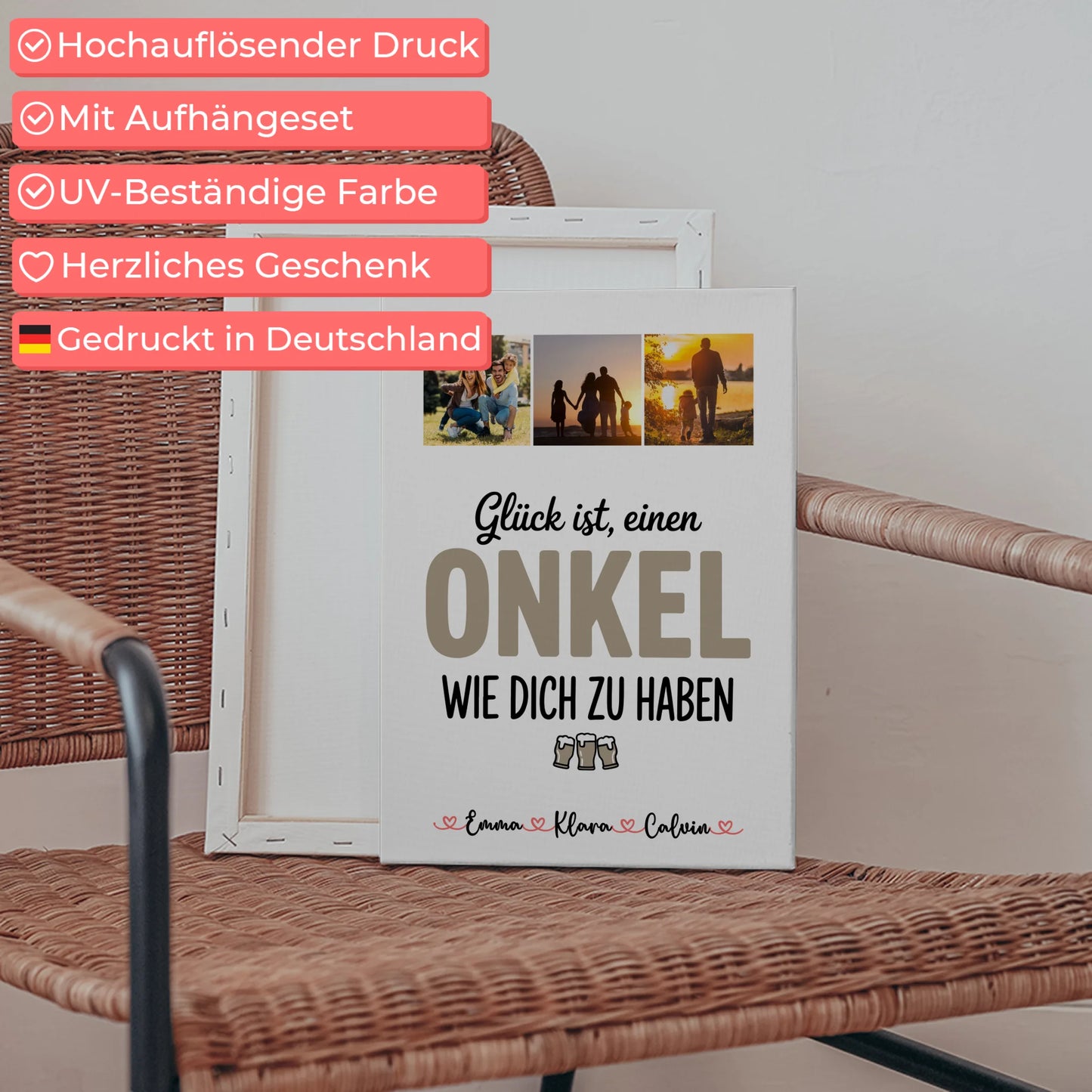 Leinwand Wandbild Fotocollage Onkel Glück Ist einen Onkel Wie Dich Zu Haben personalisiert 5