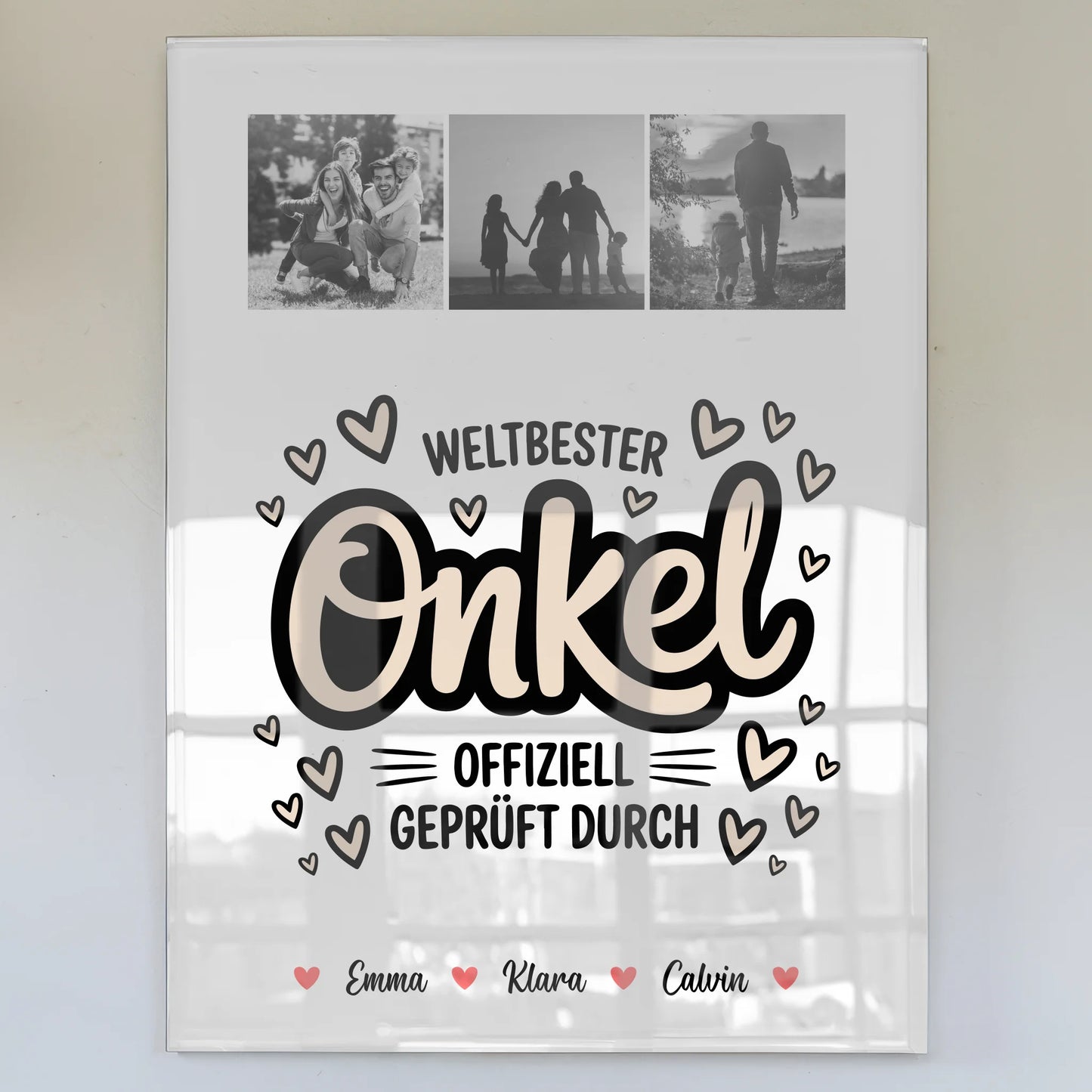 Foto Acrylglas Fotocollage für Onkel Weltbester Onkel Offiziell Geprüft Durch personalisiert 1
