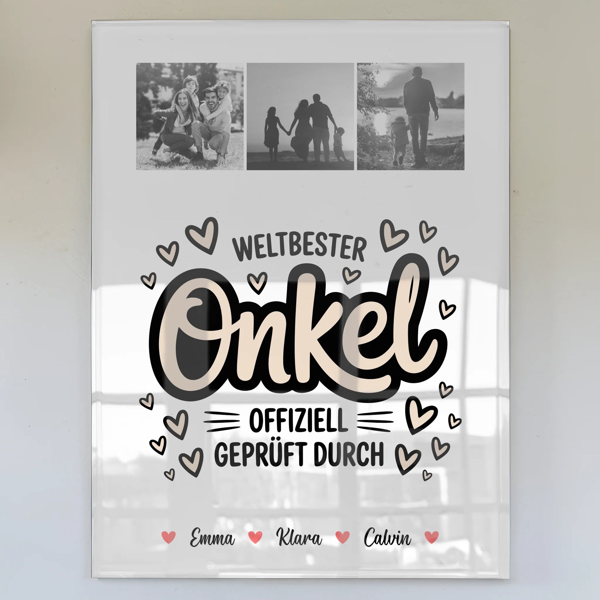 Foto Acrylglas Fotocollage für Onkel Weltbester Onkel Offiziell Geprüft Durch personalisiert 1