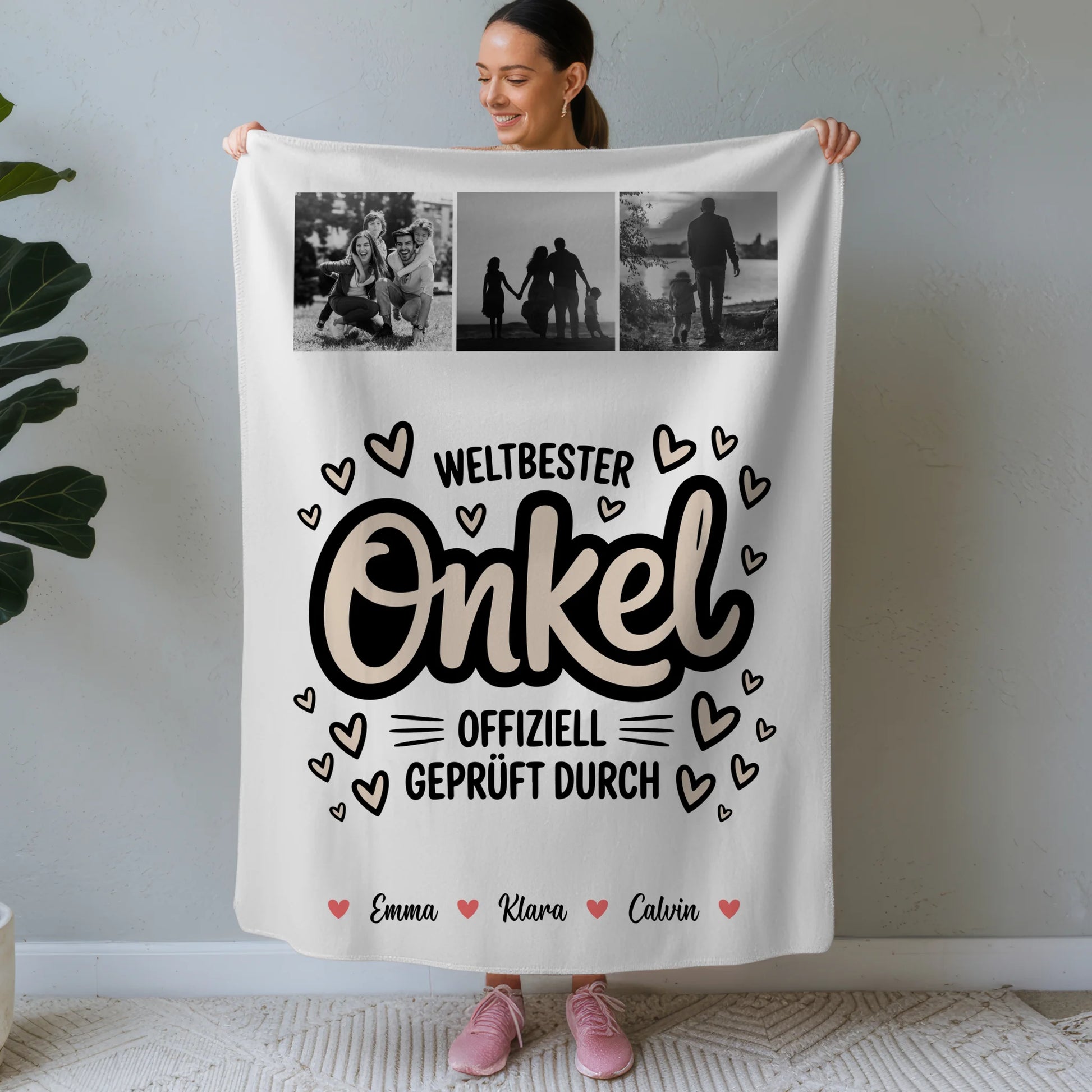 Kuscheldecke Mit Namen Und Motiv Fotocollage Für Onkel Weltbester Onkel Offiziell Geprüft Durch 1