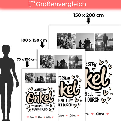 Kuscheldecke Mit Namen Und Motiv Fotocollage Für Onkel Weltbester Onkel Offiziell Geprüft Durch 5