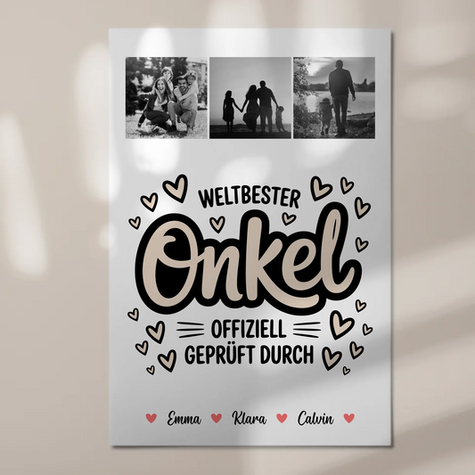 Magnetposter Fotoboard Fotocollage für Onkel Weltbester Onkel Offiziell Geprüft Durch 1