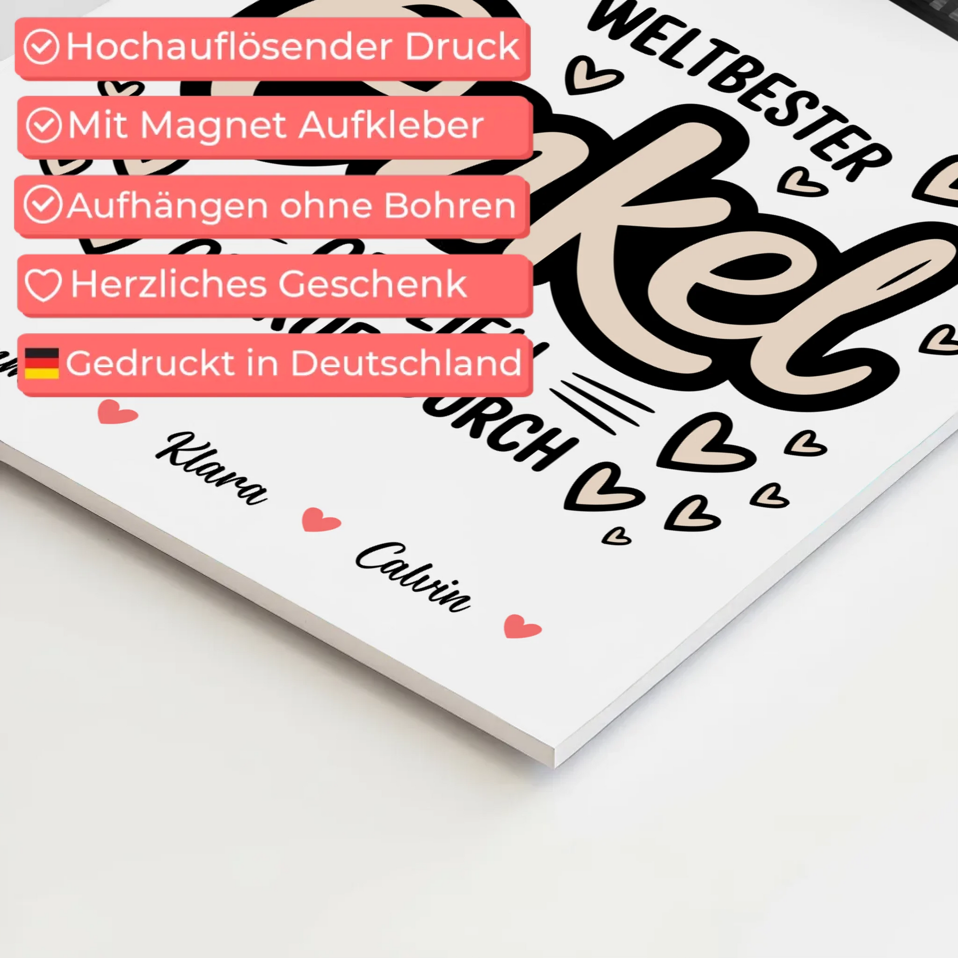 Magnetposter Fotoboard Fotocollage für Onkel Weltbester Onkel Offiziell Geprüft Durch 4