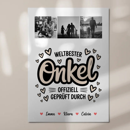 Magnetposter Fotoboard Fotocollage für Onkel Weltbester Onkel Offiziell Geprüft Durch 7