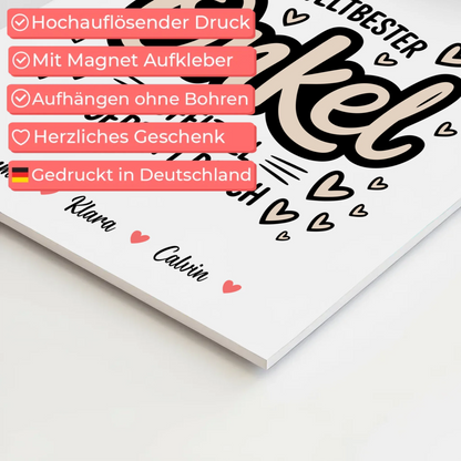 Magnetposter Fotoboard Fotocollage für Onkel Weltbester Onkel Offiziell Geprüft Durch 10