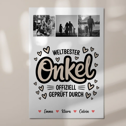 Magnetposter Fotoboard Fotocollage für Onkel Weltbester Onkel Offiziell Geprüft Durch