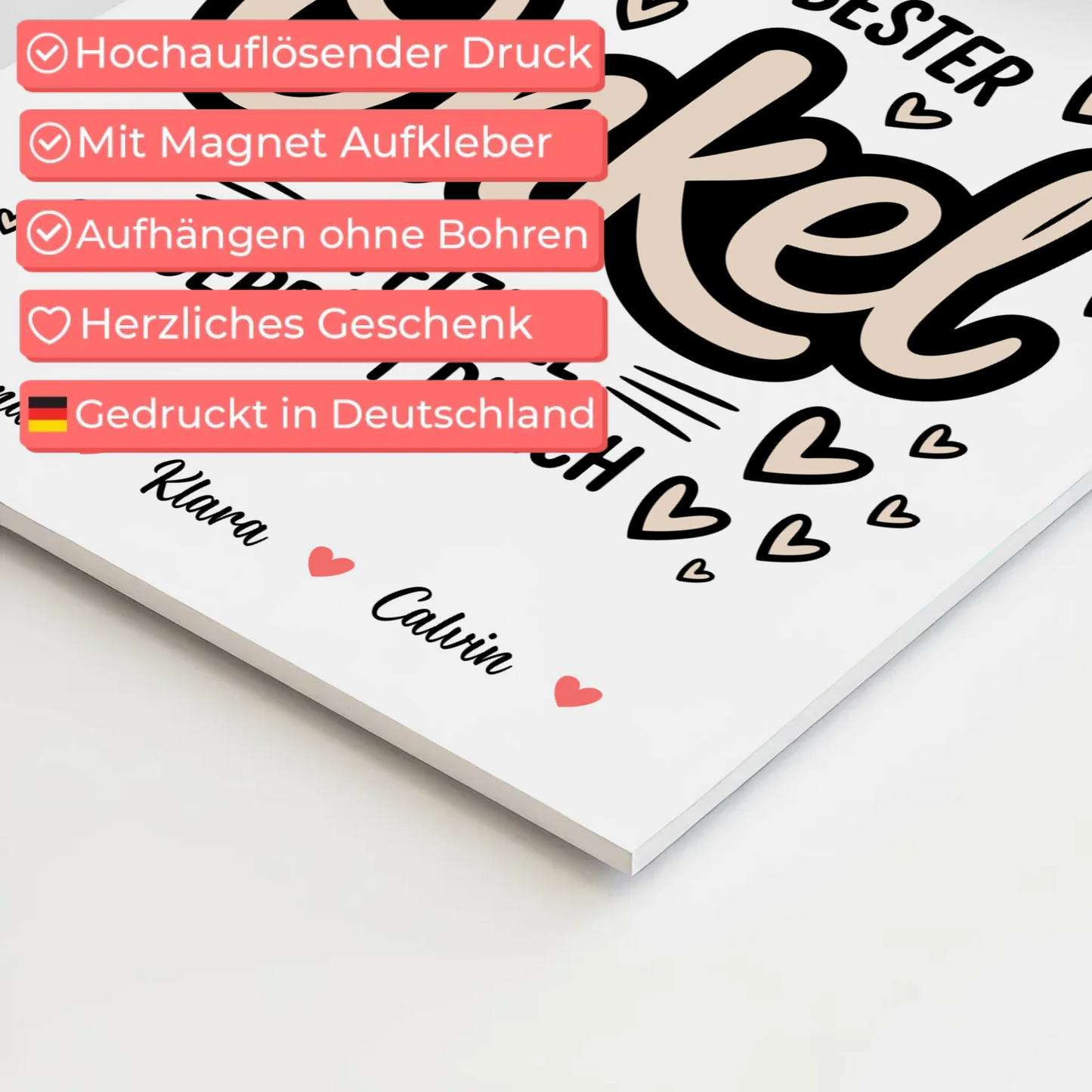 Magnetposter Fotoboard Fotocollage für Onkel Weltbester Onkel Offiziell Geprüft Durch