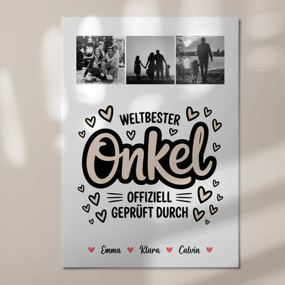 Magnetposter Fotoboard Fotocollage für Onkel Weltbester Onkel Offiziell Geprüft Durch