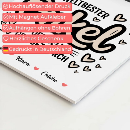 Magnetposter Fotoboard Fotocollage für Onkel Weltbester Onkel Offiziell Geprüft Durch