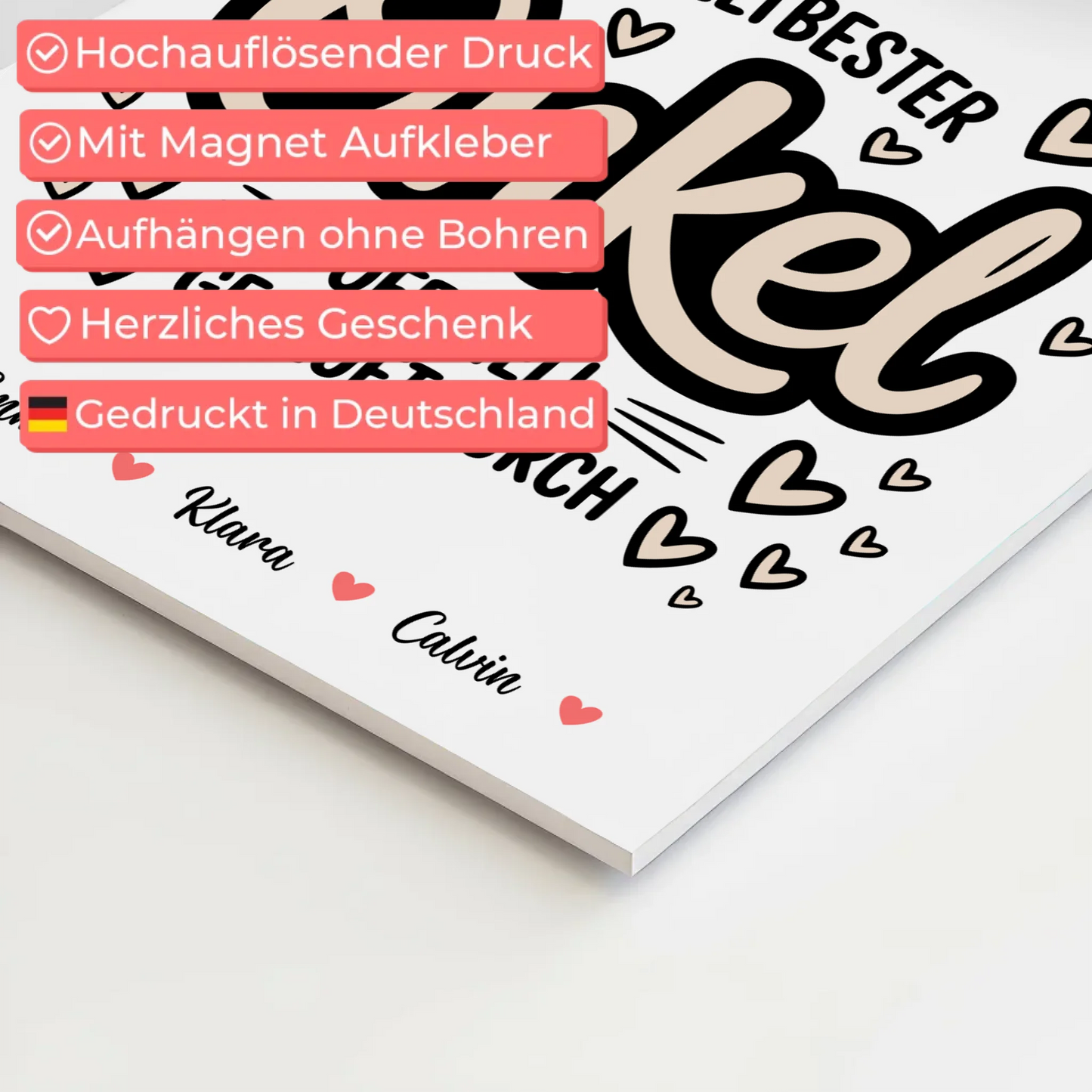 Magnetposter Fotoboard Fotocollage für Onkel Weltbester Onkel Offiziell Geprüft Durch