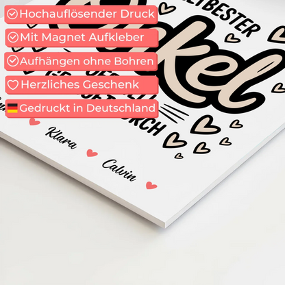 Magnetposter Fotoboard Fotocollage für Onkel Weltbester Onkel Offiziell Geprüft Durch