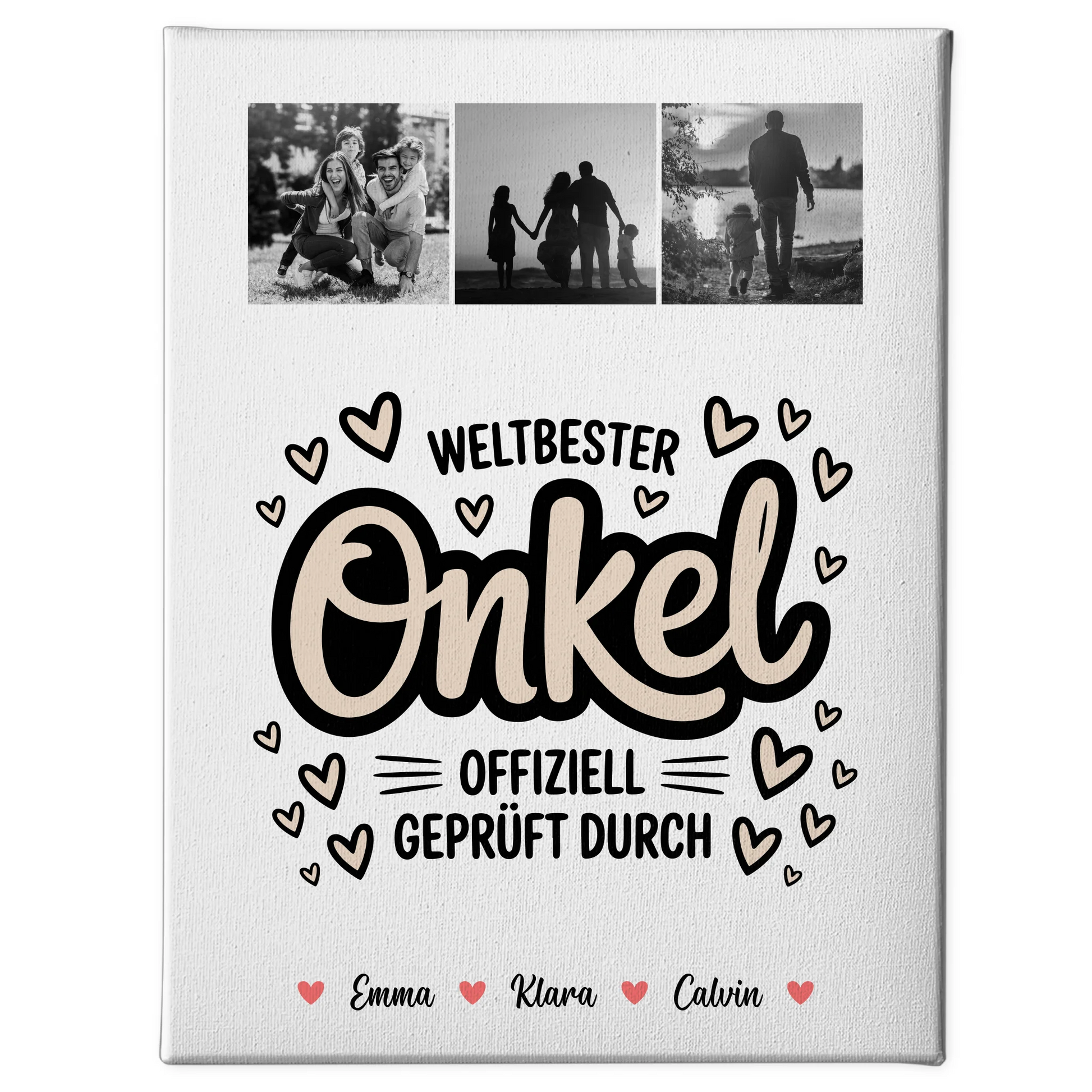 Personalisierte Leinwand Fotocollage für Onkel Weltbester Onkel Offiziell Geprüft Durch 1