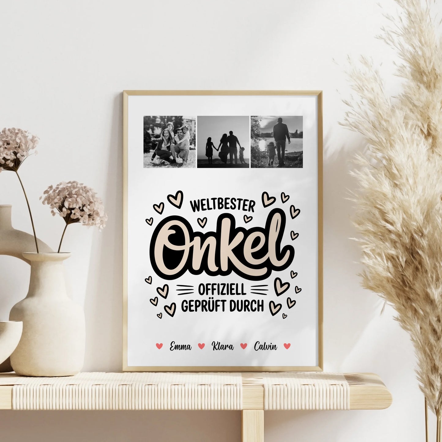 Personalisiertes Poster Fotocollage für Onkel Weltbester Onkel Offiziell Geprüft Durch