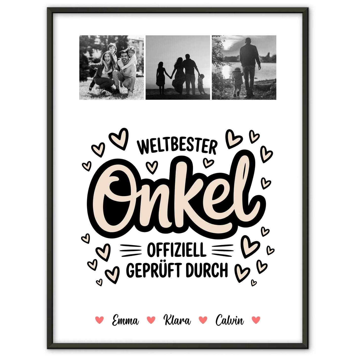 Personalisiertes Poster Fotocollage für Onkel Weltbester Onkel Offiziell Geprüft Durch