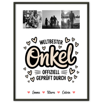 Personalisiertes Poster Fotocollage für Onkel Weltbester Onkel Offiziell Geprüft Durch