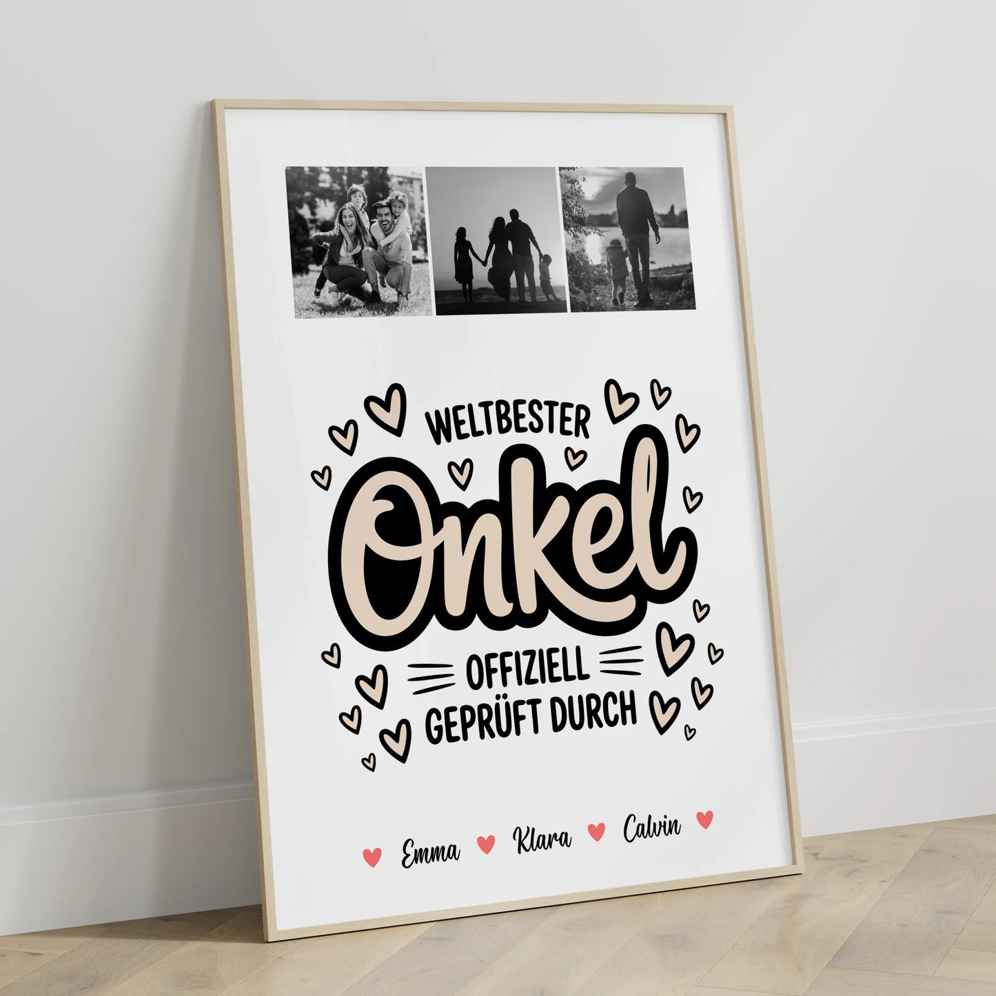 Personalisiertes Poster Fotocollage für Onkel Weltbester Onkel Offiziell Geprüft Durch