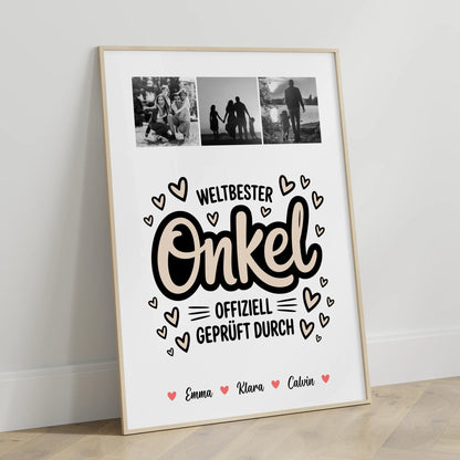 Personalisiertes Poster Fotocollage für Onkel Weltbester Onkel Offiziell Geprüft Durch