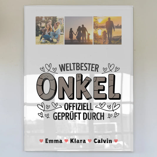 Foto Acrylglas Onkel Fotocollage Weltbester Onkel Offiziell Geprüft Durch 1